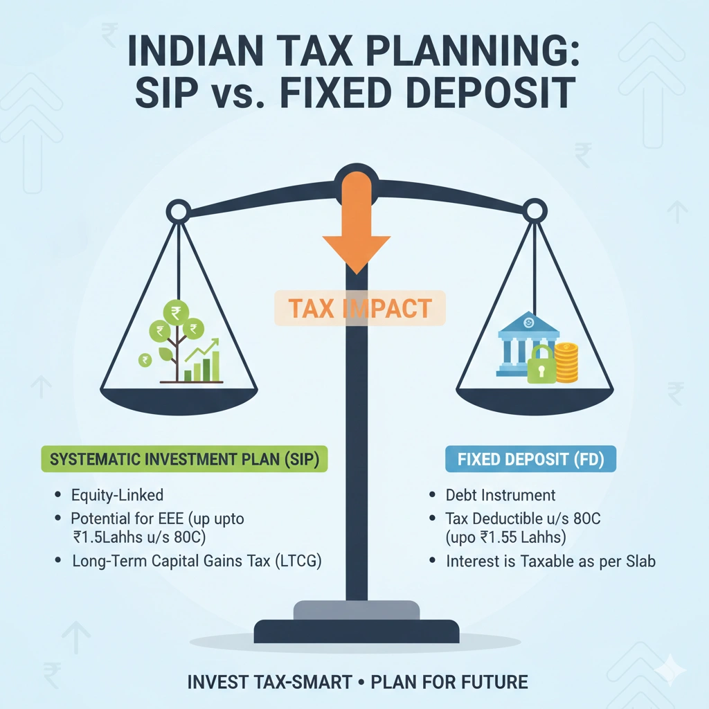sip vs fixed deposit tax difference