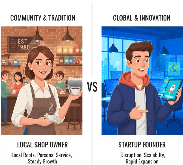 Local Shop owner vs Startup Founder